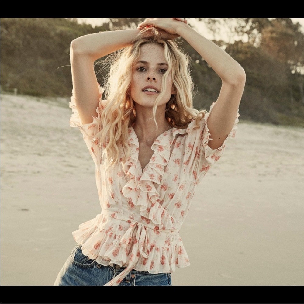 DOEN Floral Ruffle Blouse - Pink